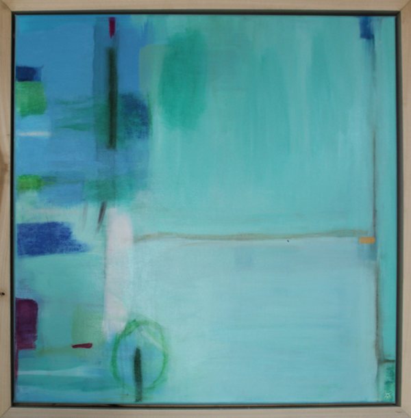Teal and blue blocks of color placed in the composition in interesting patterns