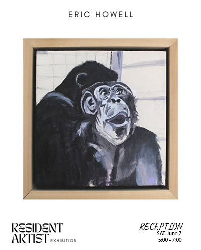 Chimpanzee looking up in wonder - Jen Tough gallery announcement.