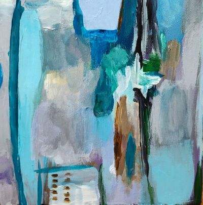 light blue and green abstract painting